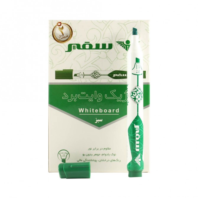 ماژیک وایت برد سبز سر تخت سفیر بسته 12 عددی