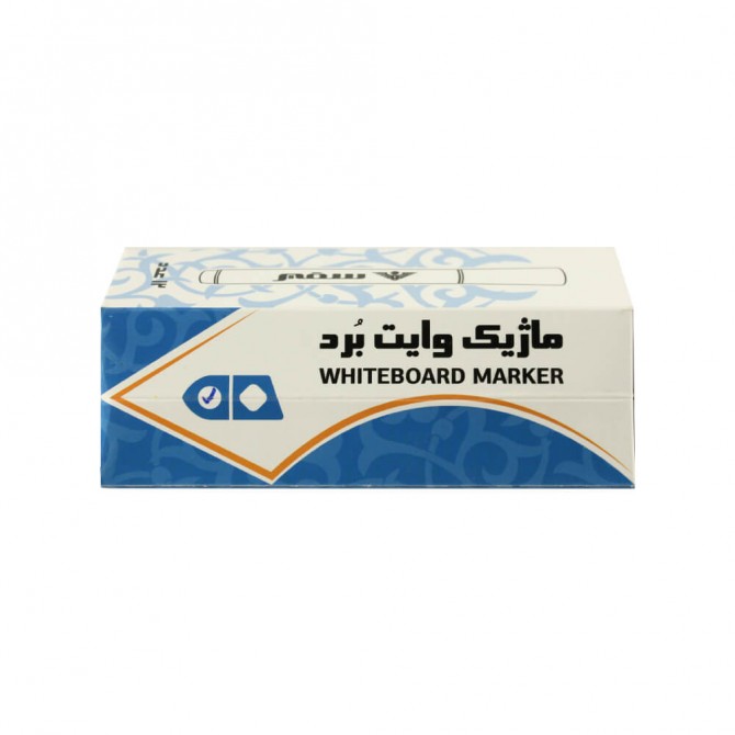 ماژیک وایت برد آبی سر گرد سفیر بسته 12 عددی ماژیک وایت برد آبی سر گرد سفیر بسته 12 عددی