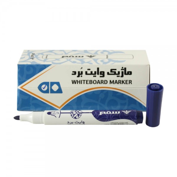 ماژیک وایت برد آبی سر گرد سفیر بسته 12 عددی ماژیک وایت برد آبی سر گرد سفیر بسته 12 عددی
