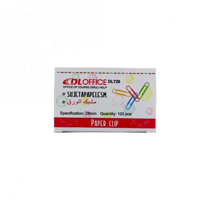 کلیپس رنگی DL OFFICE  کد DL728 بسته 100 عددی